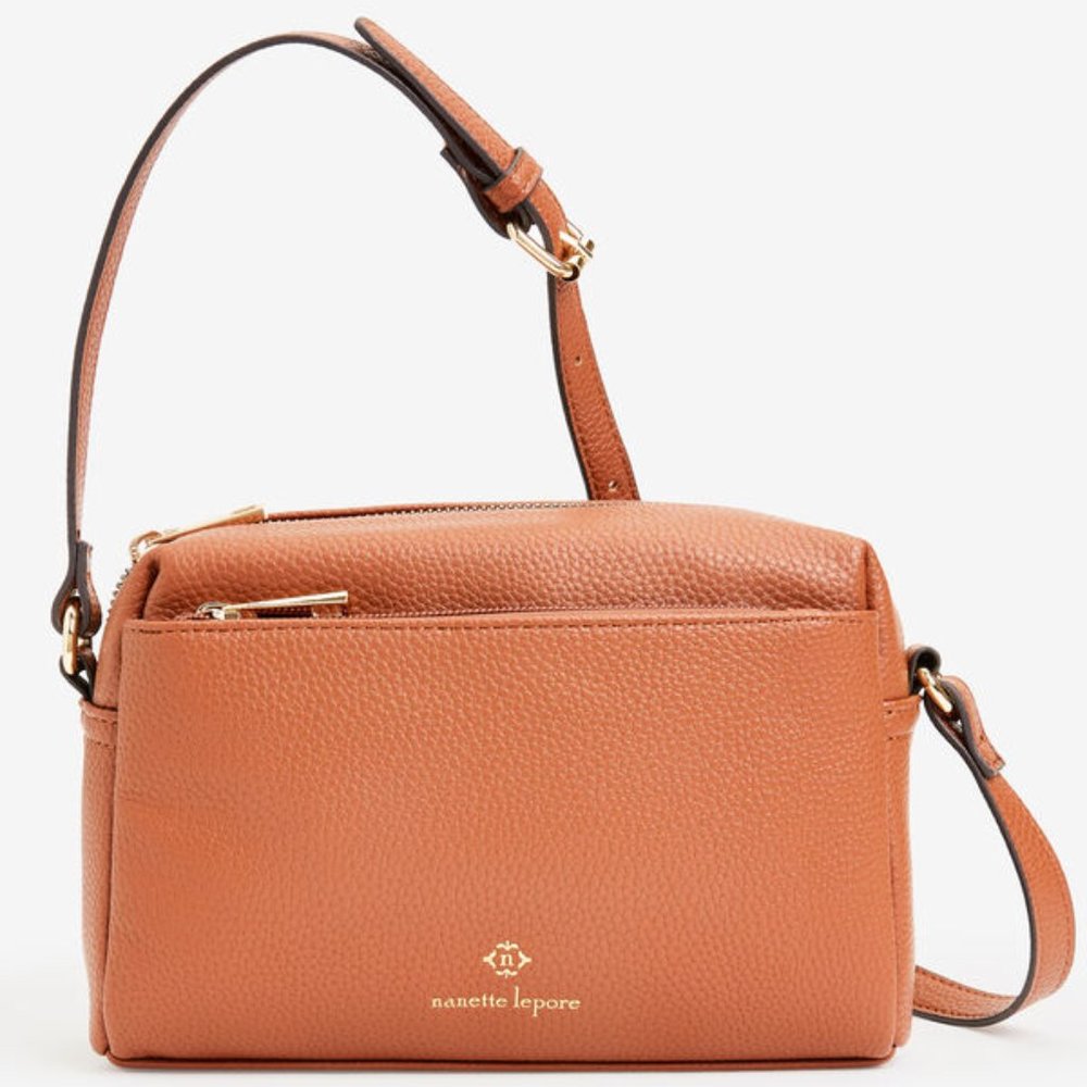 Nanette Lepore Riya Pebble Crossbody Bag in Tan Excellent Like New